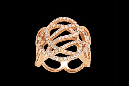 Bague XXL or rose et diamants