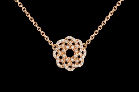 Collier or rose et diamants